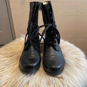 Steve Madden TROOPA Black Leather Combat Boot 7.5